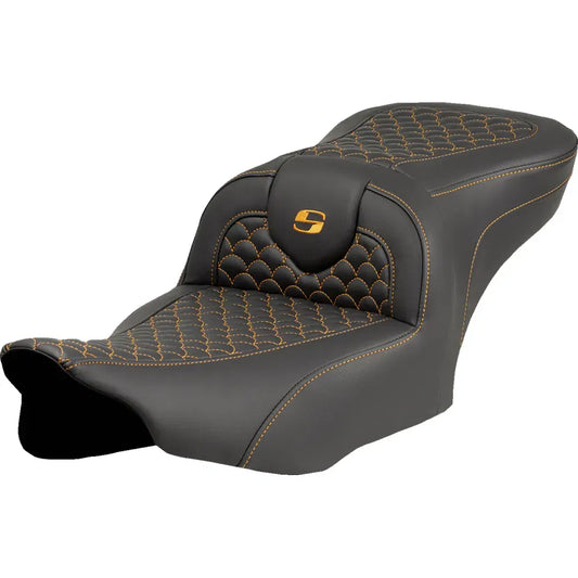 Asiento Dragon Scale Stitch RoadSofa™ - Asiento Roadsofa™ - Dragon Scale Stitch - Punto dorado - sin respaldo - FLTR/FLHX '23-'24