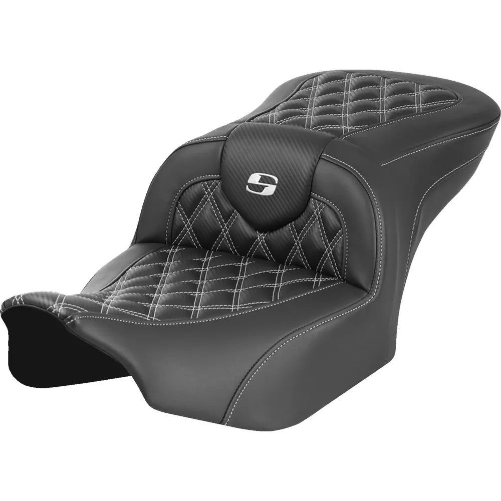 Asiento Roadsofa™ con costura de celosía - Asiento RoadSofa™ - sin respaldo - Fibra de carbono - Costura de celosía - Costura blanca - FLTR/FLHX '23-'24