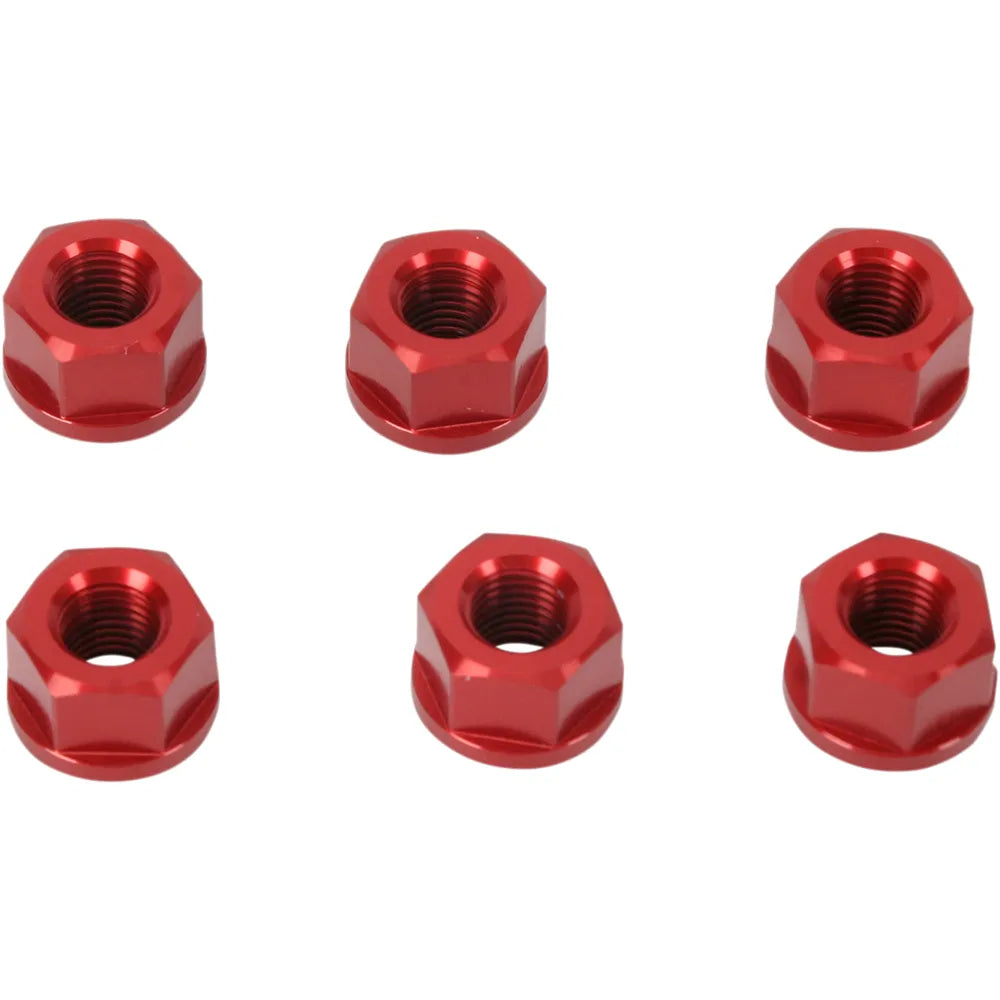 Aluminum Sprocket Nuts - Red - 10 mm