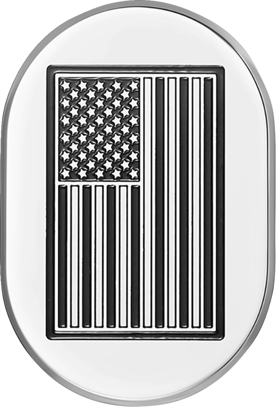 Cubierta de antena - Cubierta de antena - Guardabarros trasero izquierdo - Bandera estadounidense con corte en contraste - Cromada