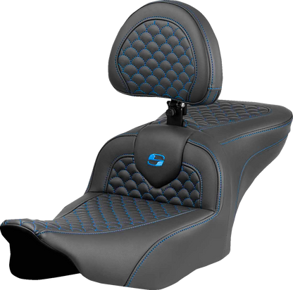 Asiento Dragon Scale Stitch RoadSofa™ - Asiento Roadsofa™ - Dragon Scale Stitch - Punto azul - con respaldo - FLTR/FLHX '23-'24
