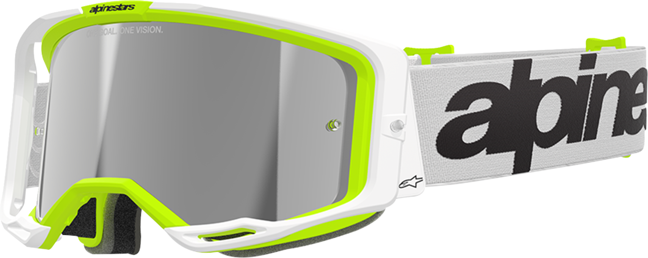 Lentes Vision 8 Wordmark - Lentes Vision 8 - Wordmark - Blanco/Amarillo Fluo - Lente de espejo plateada