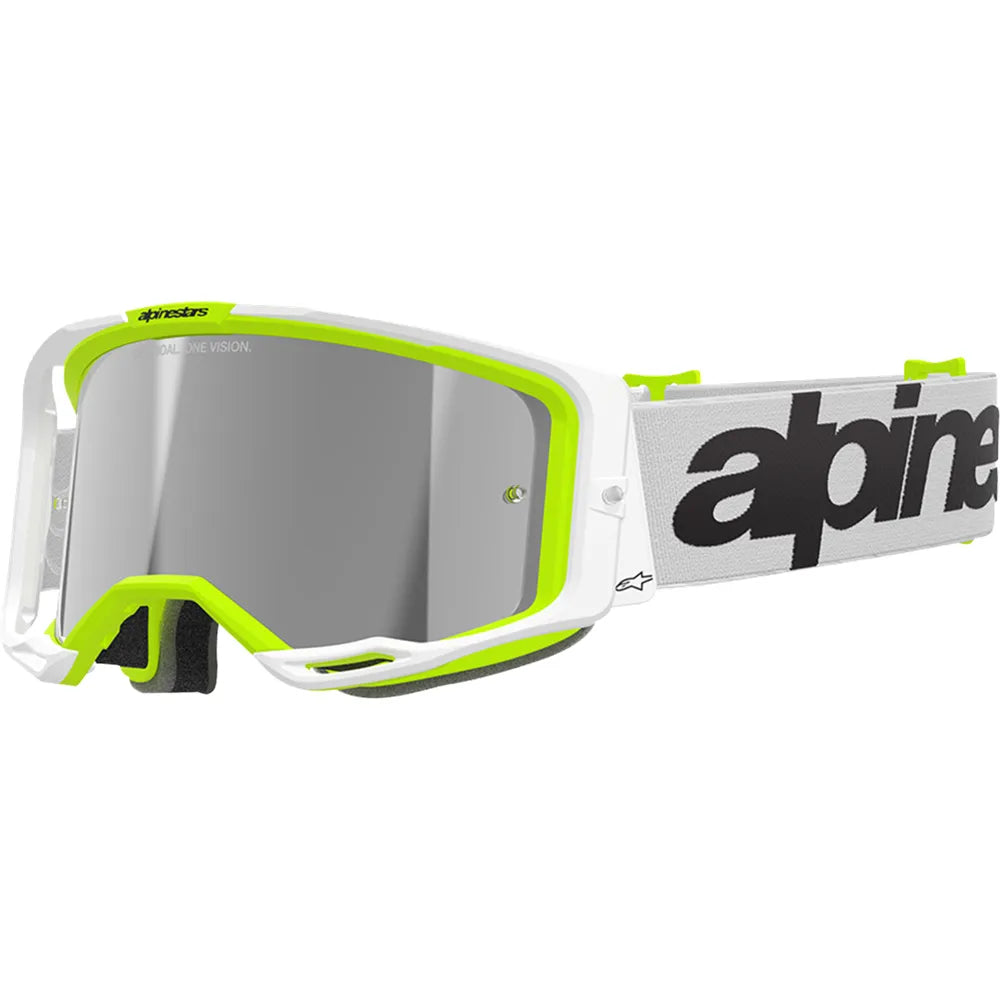 Lentes Vision 8 Wordmark - Lentes Vision 8 - Wordmark - Blanco/Amarillo Fluo - Lente de espejo plateada