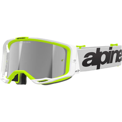 Lentes Vision 8 Wordmark - Lentes Vision 8 - Wordmark - Blanco/Amarillo Fluo - Lente de espejo plateada