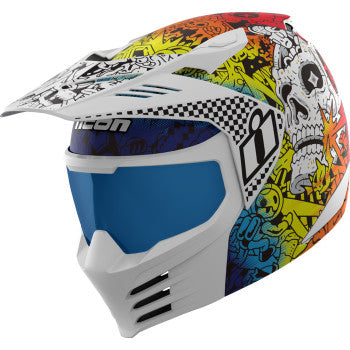 Casco Icon Elsinore Doodle 3 - blanco