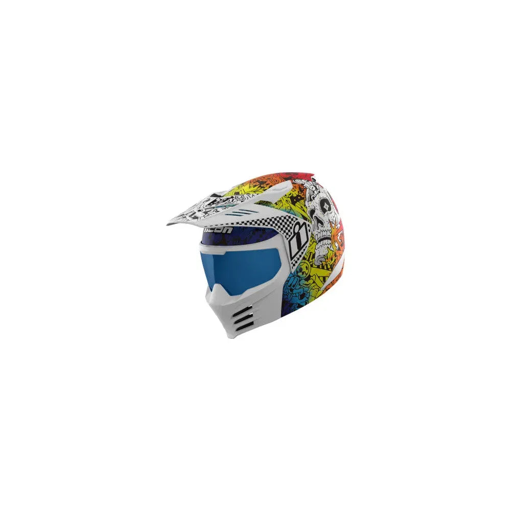 Casco Icon Elsinore Doodle 3 - blanco
