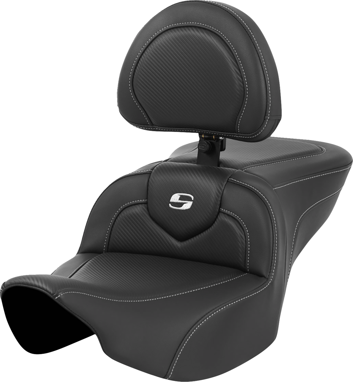 Asiento de fibra de carbono Roadsofa™ - Asiento Roadsofa™ - Fibra de carbono - Costura plateada/Logotipo plateado - con respaldo - FL '23-'24
