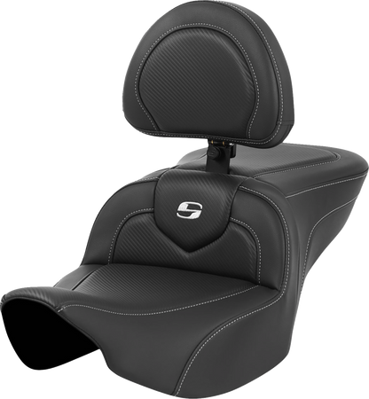 Asiento de fibra de carbono Roadsofa™ - Asiento Roadsofa™ - Fibra de carbono - Costura plateada/Logotipo plateado - con respaldo - FL '23-'24