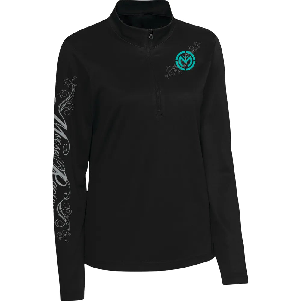 Jersey con cremallera de un cuarto y texto Flourish para mujer