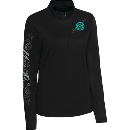 Jersey con cremallera de un cuarto y texto Flourish para mujer