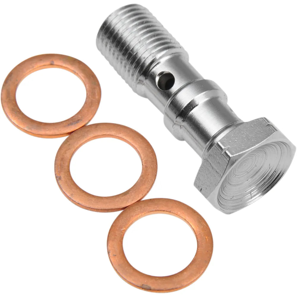 Banjo Bolt - 10 mm x 1 mm - Double - Chrome