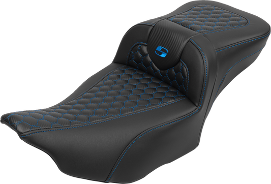 Asiento de alcance extendido Roadsofa™ - Asiento de alcance extendido Roadsofa™ - con respaldo - Panal - Costura azul - FLTR/FLHX '23-'24