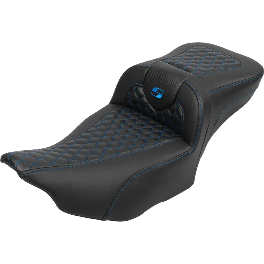 Asiento de alcance extendido Roadsofa™ - Asiento de alcance extendido Roadsofa™ - con respaldo - Panal - Costura azul - FLTR/FLHX '23-'24
