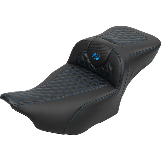 Asiento de alcance extendido Roadsofa™ - Asiento de alcance extendido Roadsofa™ - con respaldo - Panal - Costura azul - FLTR/FLHX '23-'24
