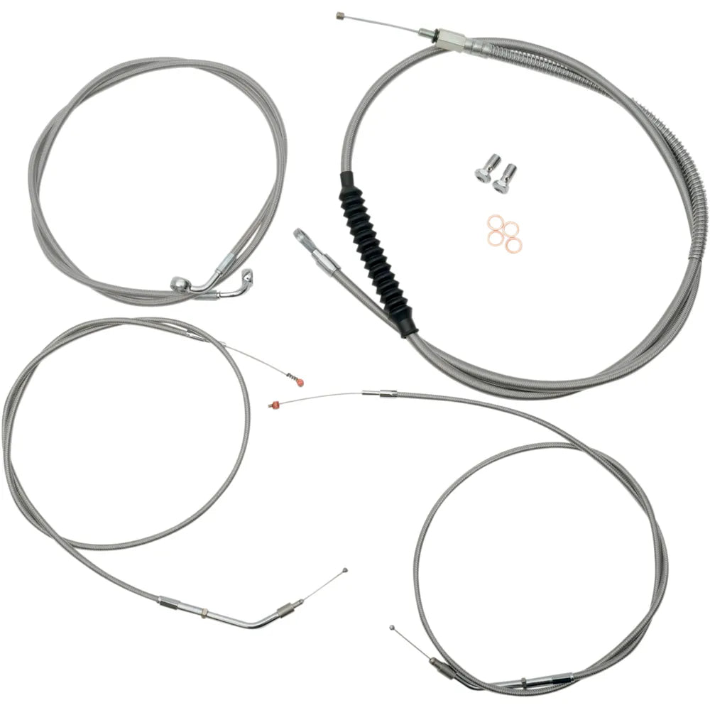 Standard Stainless Braided Handlebar Cable/Brake Line Kit For 15" - 17" Ape Hanger Handlebars004