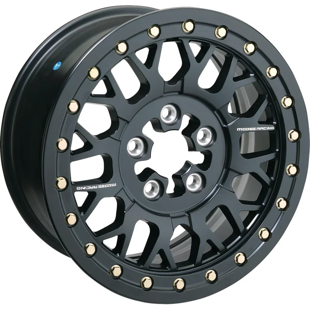 Rueda Moose Offroad 346X Beadlock 346X Beadlock/6 Lug Front/Rear Machined Black 15x7 6/5.5 5+2