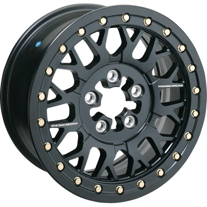 Rueda Moose Offroad 346X Beadlock 346X Beadlock/6 Lug Front/Rear Machined Black 15x7 6/5.5 5+2