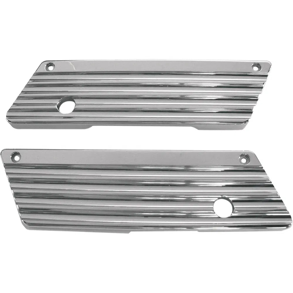Finned Saddlebag Latch Covers - Chrome
