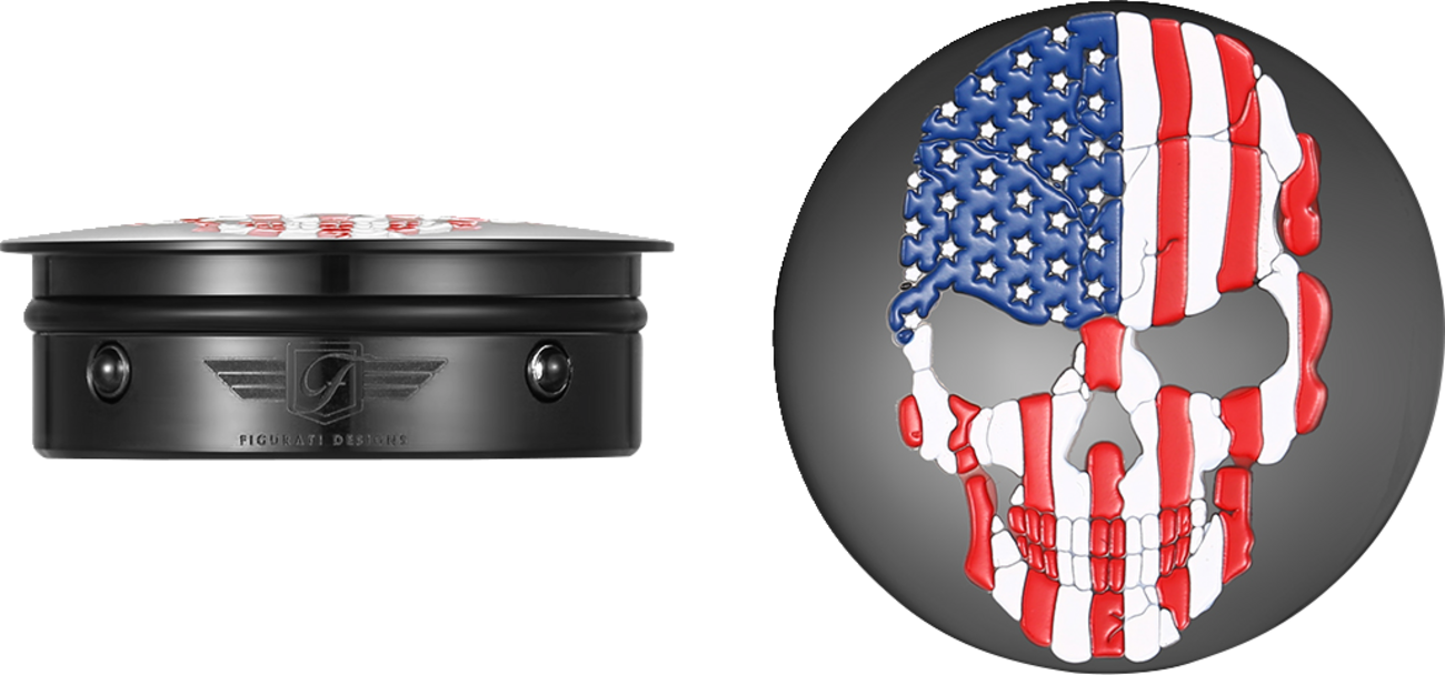Cubiertas de brazo oscilante - Cubiertas de brazo oscilante - Cráneo de bandera roja/blanca/azul - Personalizado - Negro