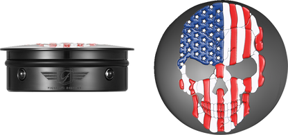 Cubiertas de brazo oscilante - Cubiertas de brazo oscilante - Cráneo de bandera roja/blanca/azul - Personalizado - Negro