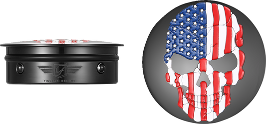 Cubiertas de brazo oscilante - Cubiertas de brazo oscilante - Cráneo de bandera roja/blanca/azul - Personalizado - Negro