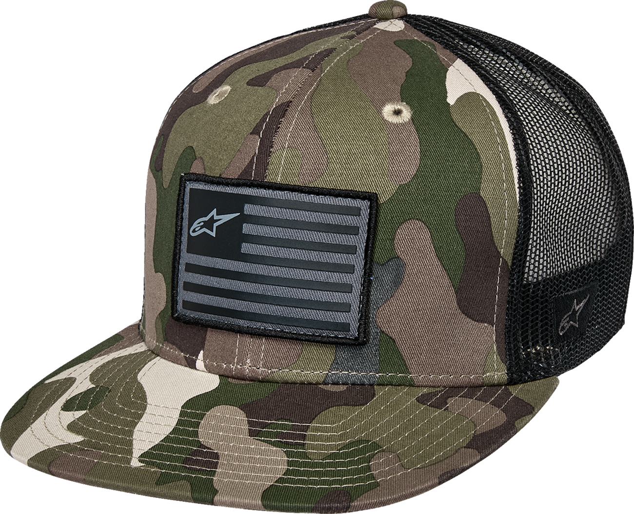 Gorra trucker plana con bandera
