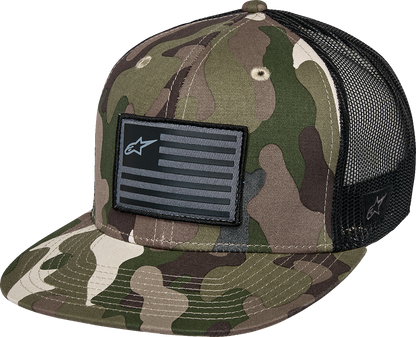Gorra trucker plana con bandera