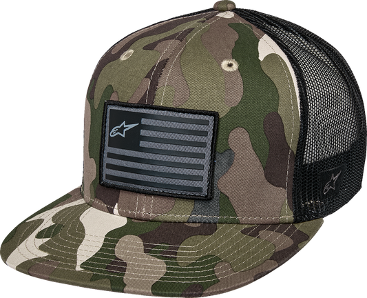 Gorra trucker plana con bandera