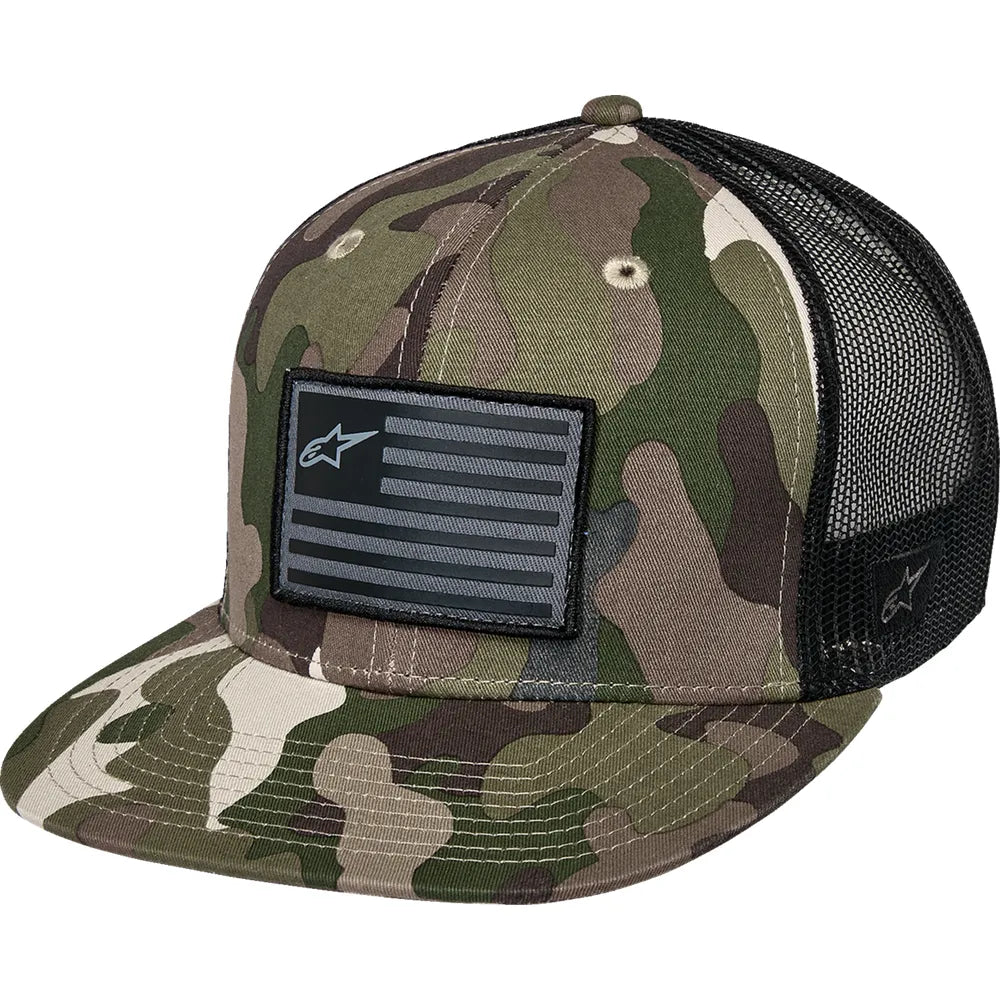Gorra trucker plana con bandera