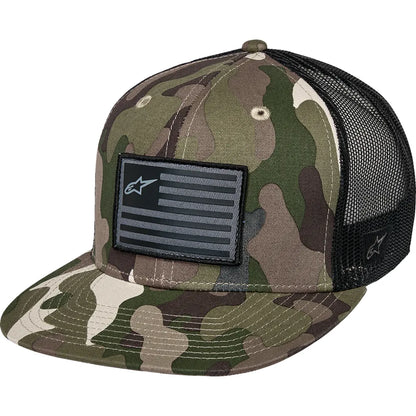 Gorra trucker plana con bandera