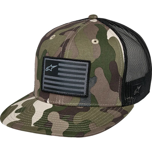 Gorra trucker plana con bandera