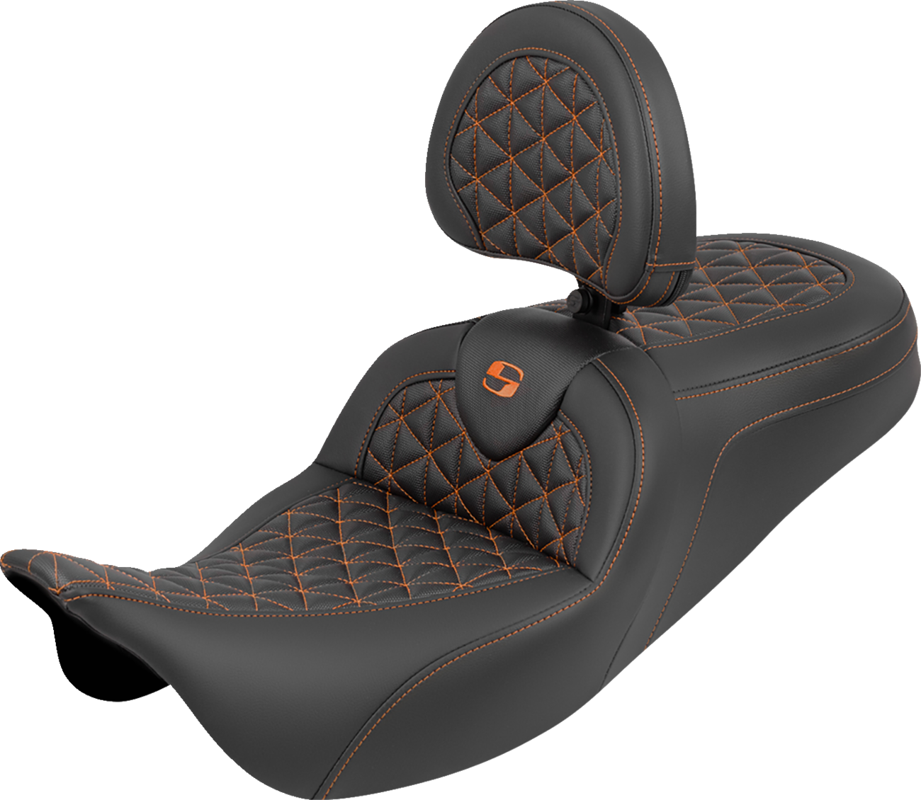 Asiento RoadSofa™ Tri Gripper - Asiento RoadSofa™ Tri Gripper - Alcance estándar - Costura naranja - con respaldo - FLH/FLT '08-'25