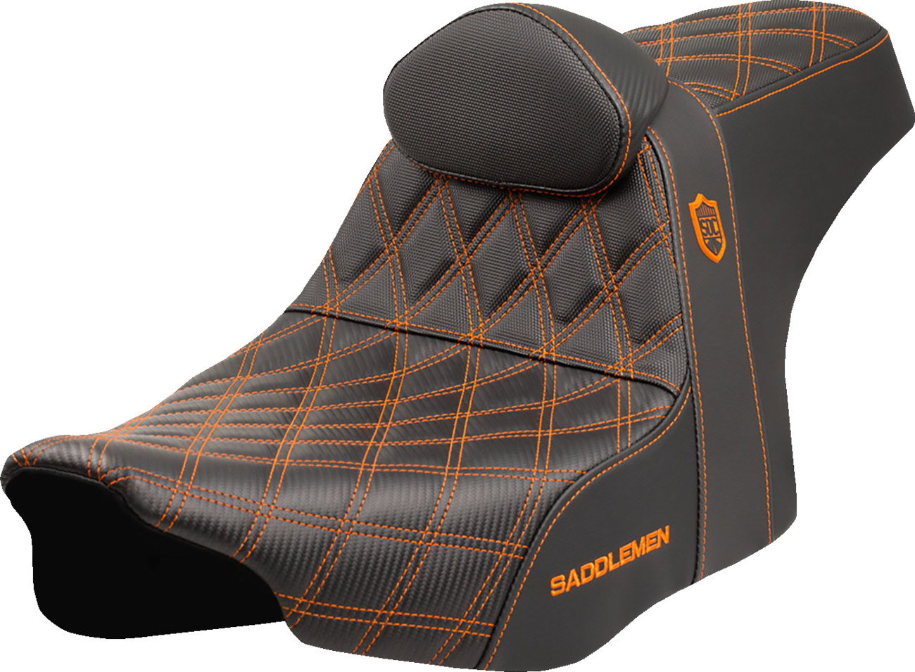 Asiento Pro Series SDC Performance Grip - Asiento Pro Series SDC Performance - Costuras naranjas - con respaldo - FLT/FLH '23 -'25