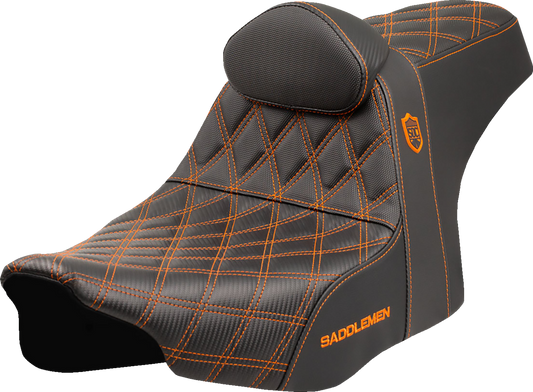 Asiento Pro Series SDC Performance Grip - Asiento Pro Series SDC Performance - Costuras naranjas - con respaldo - FLT/FLH '23 -'25