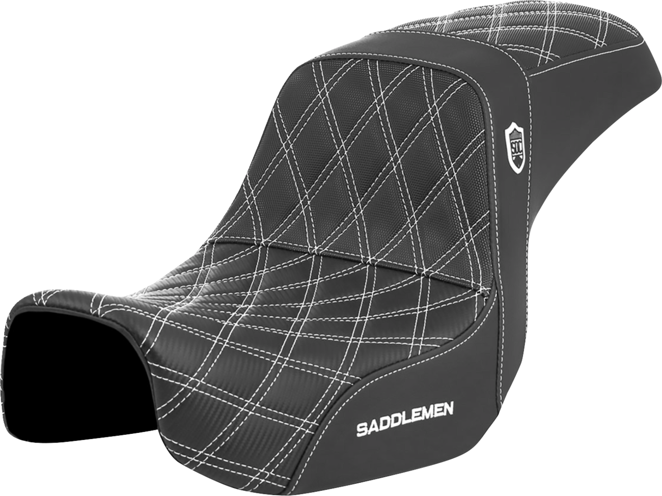 Asiento Pro Series SDC Performance Grip - Asiento Pro Series SDC Performance - Fibra de carbono/agarre lumbar - Costura blanca - Dyna '06-'17