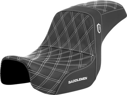Asiento Pro Series SDC Performance Grip - Asiento Pro Series SDC Performance - Fibra de carbono/agarre lumbar - Costura blanca - Dyna '06-'17