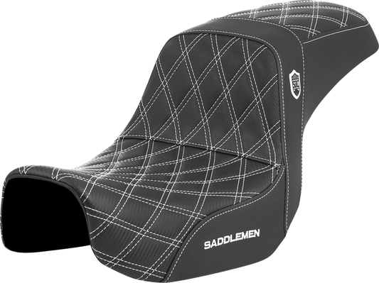 Asiento Pro Series SDC Performance Grip - Asiento Pro Series SDC Performance - Fibra de carbono/agarre lumbar - Costura blanca - Dyna '06-'17