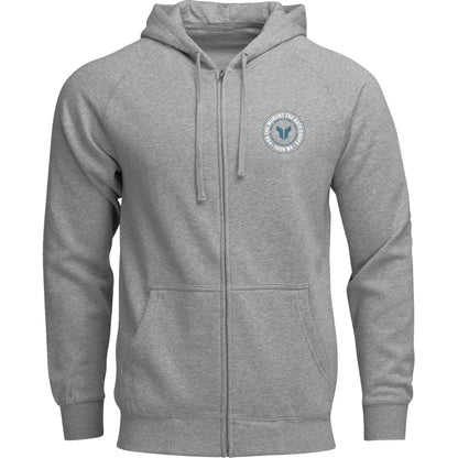 Sudadera con capucha y cremallera con parche