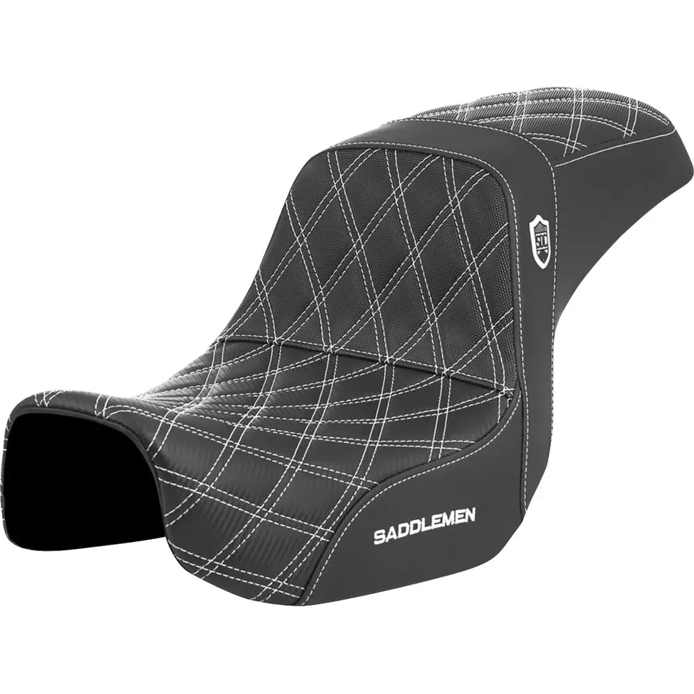 Asiento Pro Series SDC Performance Grip - Asiento Pro Series SDC Performance - Fibra de carbono/agarre lumbar - Costura blanca - Dyna '06-'17
