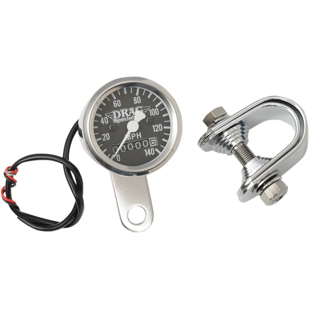 Mini-Velocimetro analogo negro 140 MPH 1-7/8" radio 2:1