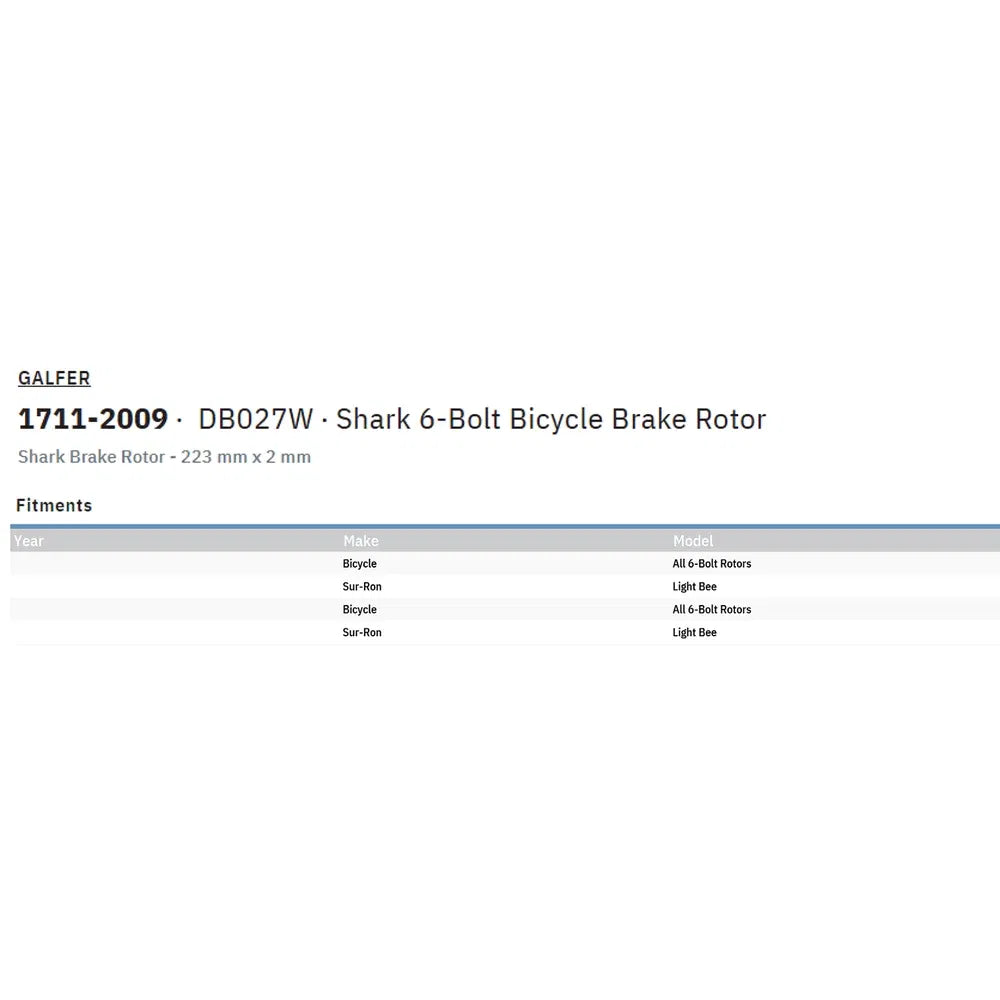 Rotor de freno de bicicleta shark de 6 pernos