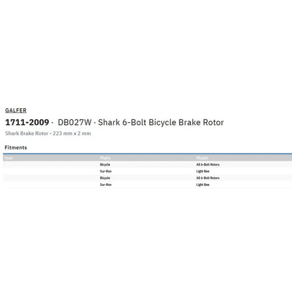 Rotor de freno de bicicleta shark de 6 pernos