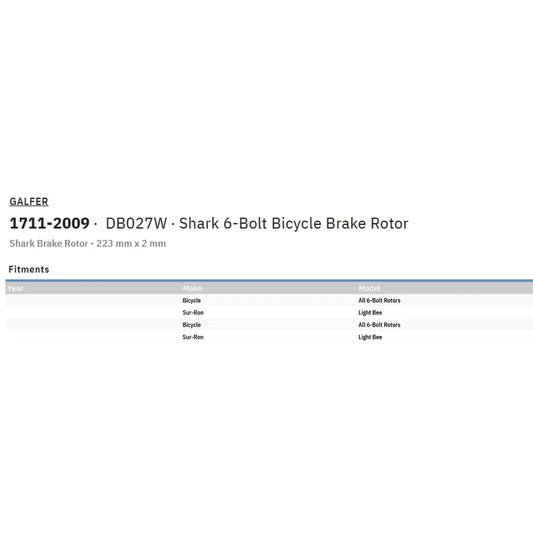 Rotor de freno de bicicleta shark de 6 pernos