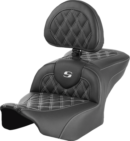 Asiento Roadsofa™ con costura de celosía - Asiento RoadSofa™ - con respaldo - Costura de celosía - Costura blanca - FLTR/FLHX '23-'24