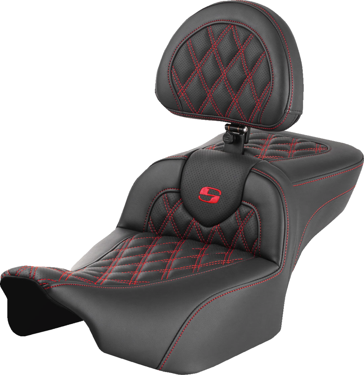 Asiento de alcance extendido Roadsofa™ - Asiento de alcance extendido Roadsofa™ - con respaldo - Costura de celosía - Costura roja - FLTR/FLHX '23-'24