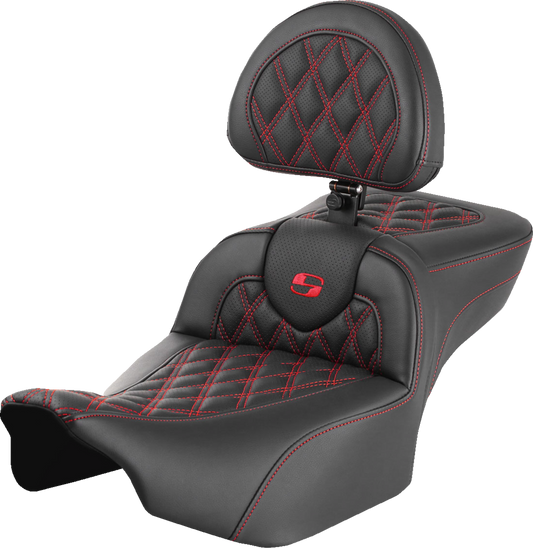 Asiento de alcance extendido Roadsofa™ - Asiento de alcance extendido Roadsofa™ - con respaldo - Costura de celosía - Costura roja - FLTR/FLHX '23-'24
