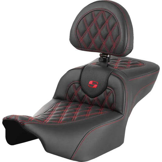 Asiento de alcance extendido Roadsofa™ - Asiento de alcance extendido Roadsofa™ - con respaldo - Costura de celosía - Costura roja - FLTR/FLHX '23-'24