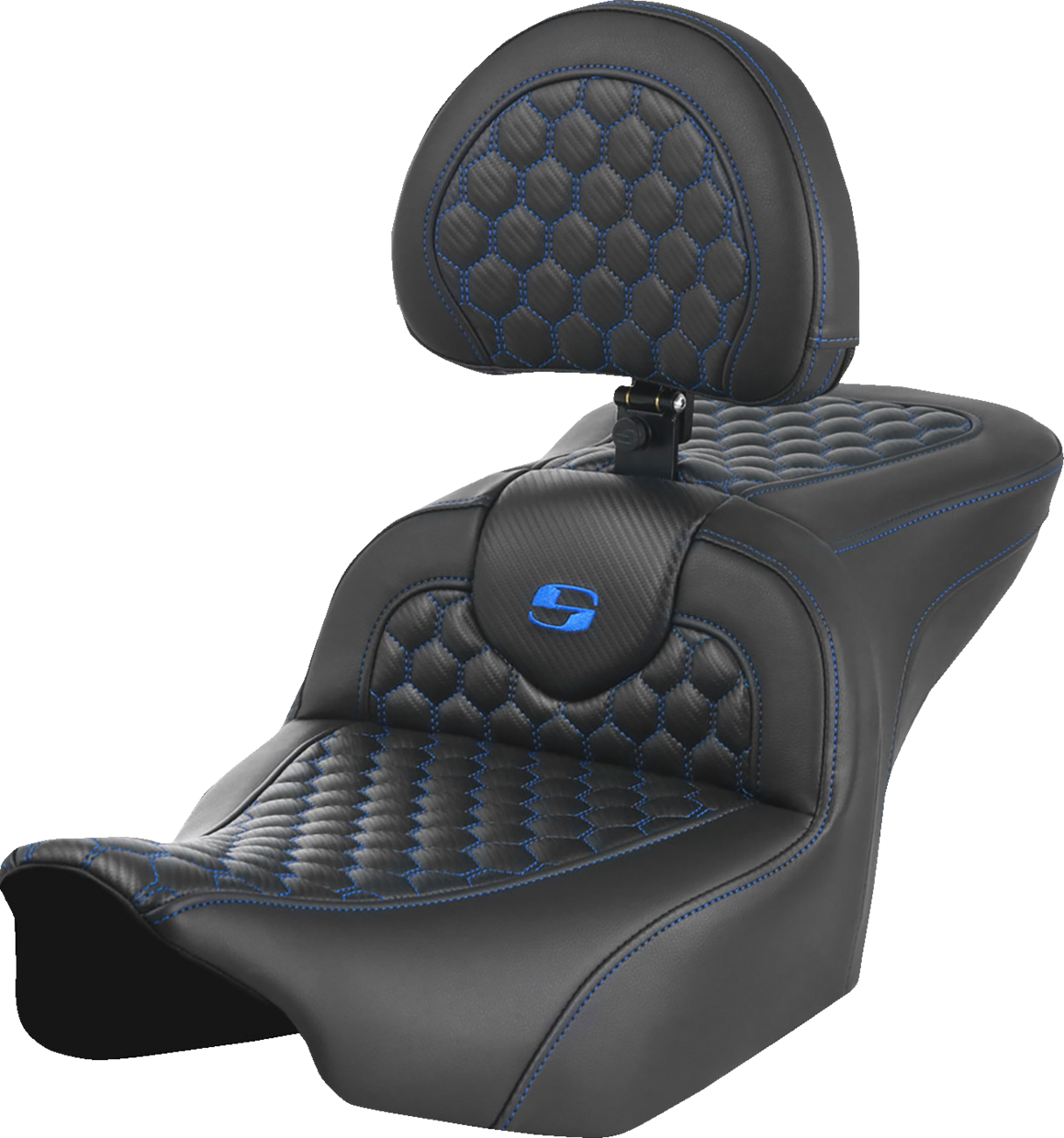 Asiento Honeycomb Roadsofa™ - Asiento Roadsofa™ - con respaldo - Honeycomb - Costura azul - FLTR/FLHX '23-'24
