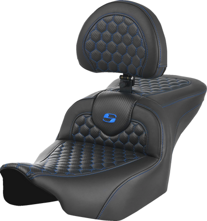 Asiento Honeycomb Roadsofa™ - Asiento Roadsofa™ - con respaldo - Honeycomb - Costura azul - FLTR/FLHX '23-'24
