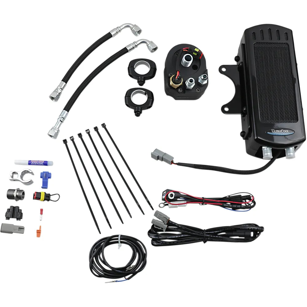 Oil Cooler Kit - Gloss Black - Side Mount - Softail